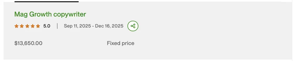 Five-star Upwork review 1 for MAG Growth