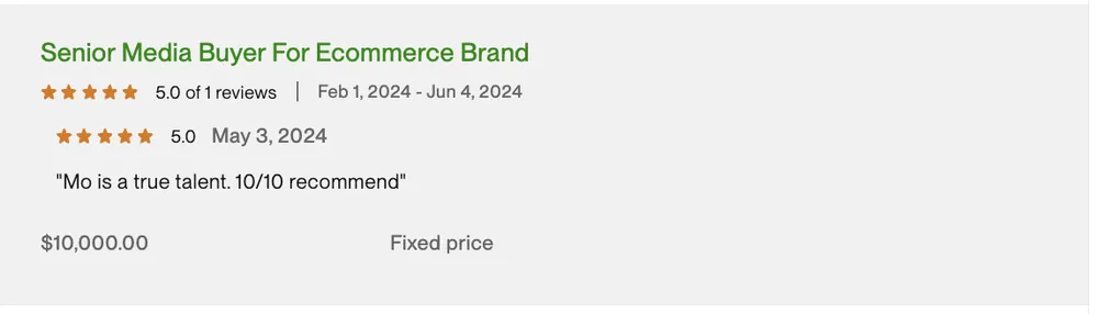 Five-star Upwork review 5 for MAG Growth