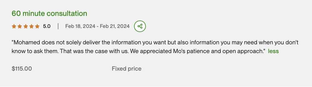 Five-star Upwork review 6 for MAG Growth