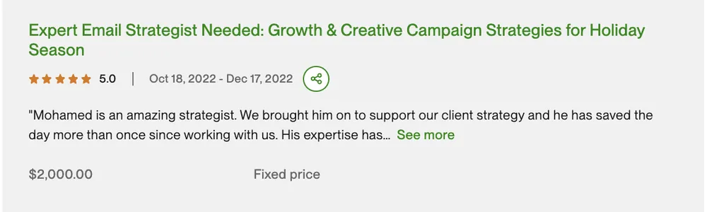 Five-star Upwork review 11 for MAG Growth