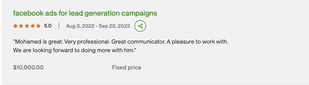 Five-star Upwork review 14 for MAG Growth